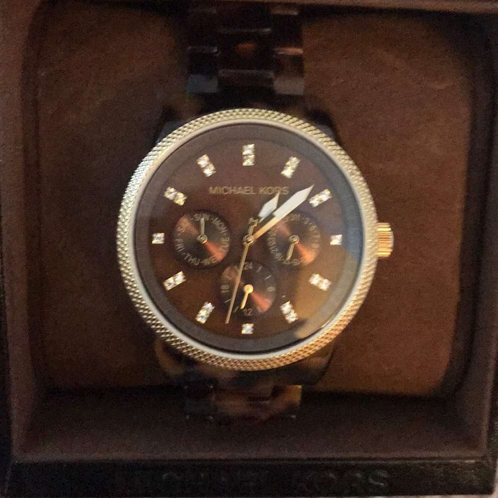 Tortoise shell and gold Michale Kors watch